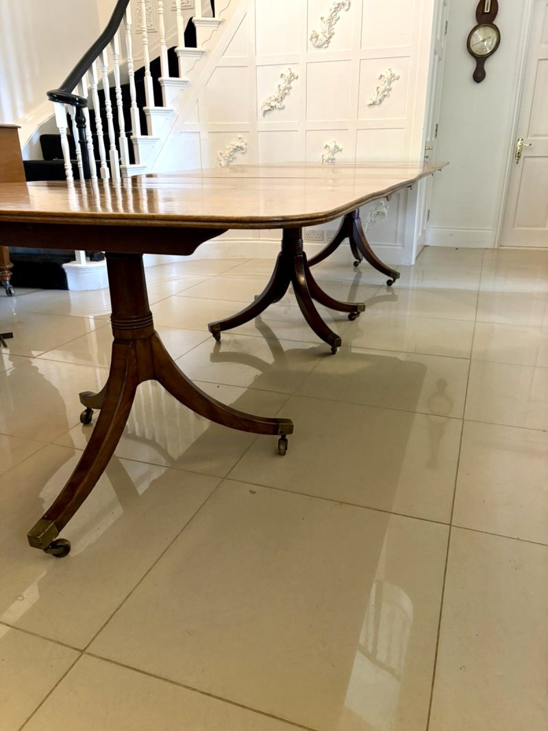 Antique Regency Mahogany 12 Seater Three Pillar Extending Dining Table - Image 12